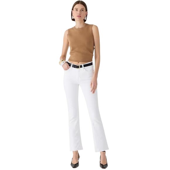 J.Crew White 9" Demi Boot Crop Jeans Size 28 NWT High Rise Raw Hem Denim - Picture 1 of 7
